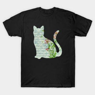 Floral Sheet Music - Cat T-Shirt